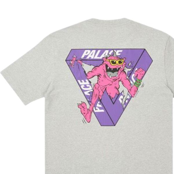 Palace X M-Zone Co-Branded Maglietta a Maniche Corte Cartone Animato Little Devil Tri-Ferg Unisex Top Grigio P20TS088