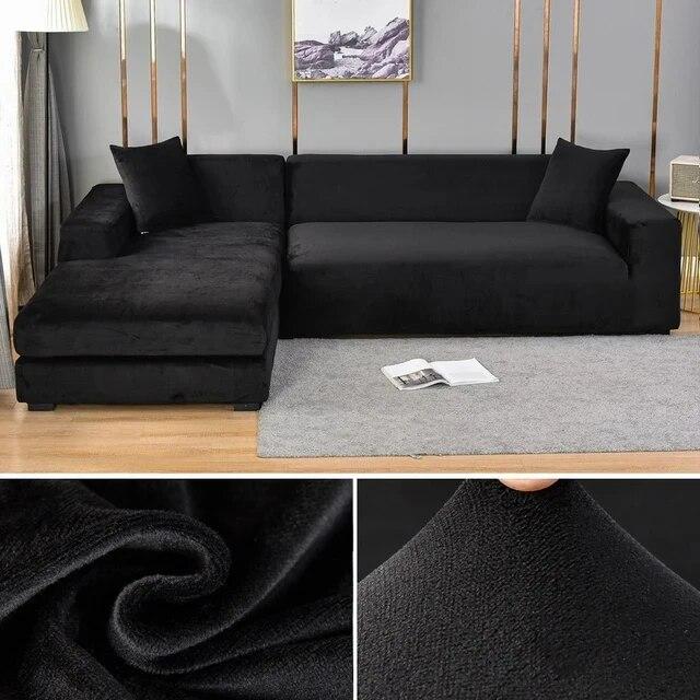 Velvet Sofa Cover Elastic Thick L Shaped Corner Sofa Cover For Living Room 1 /2 /3 /4 Seater Stretch Cover For Sofa Couch Armchair