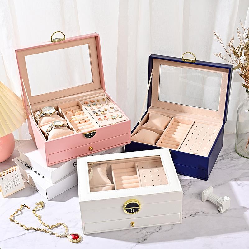 2024 New High-end Jewelry Jewelry Box Storage Box Ring Earrings Ear Studs Bracelet Necklace Jewelry Storage Gift Box Display Box