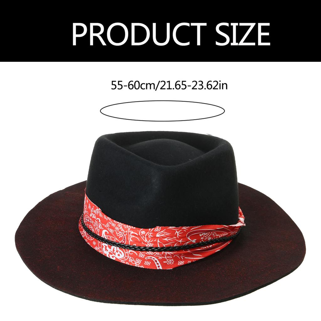 Distress Wool Hat for Musical Festival Adult Winter Autumn Party Hat Unisex Headwear Stage Show Roleplay Party Headpiece