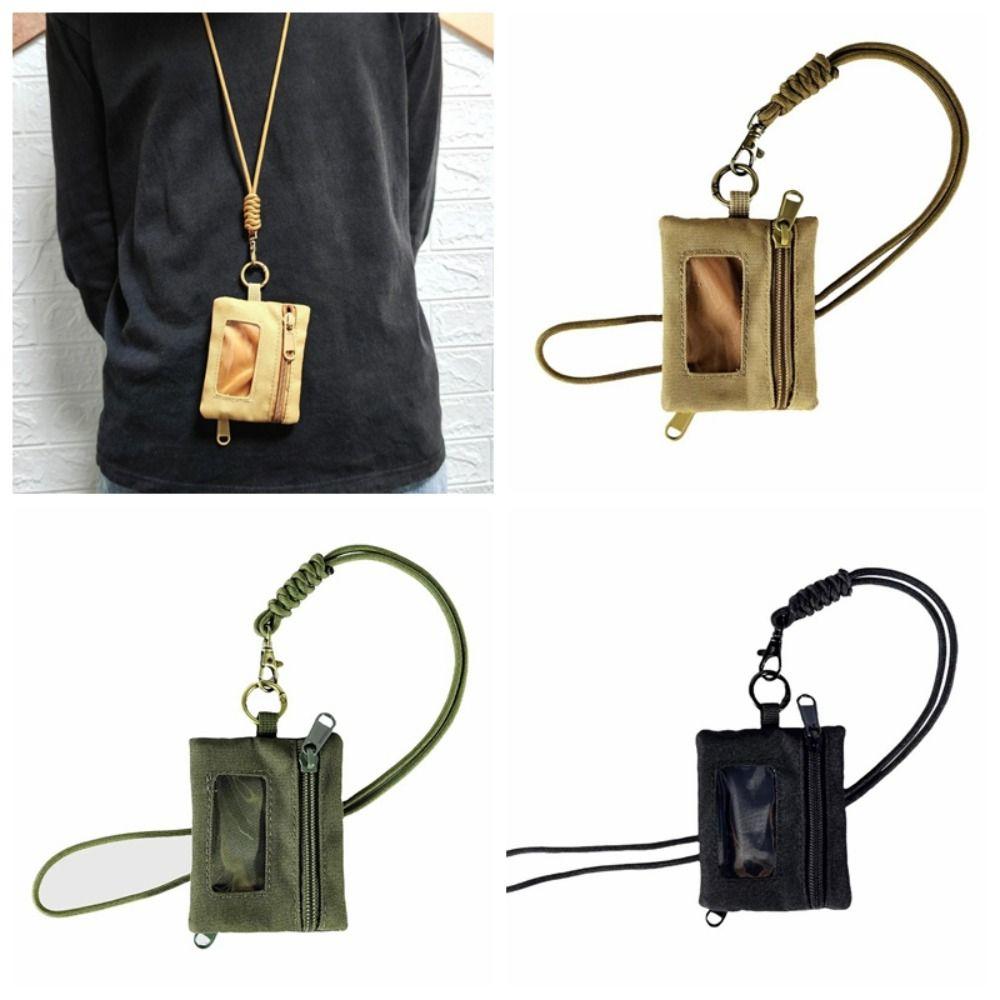 Solid Color Hanging Neck Wallet Multifunctional Small Storage Bag Zipper Bag
