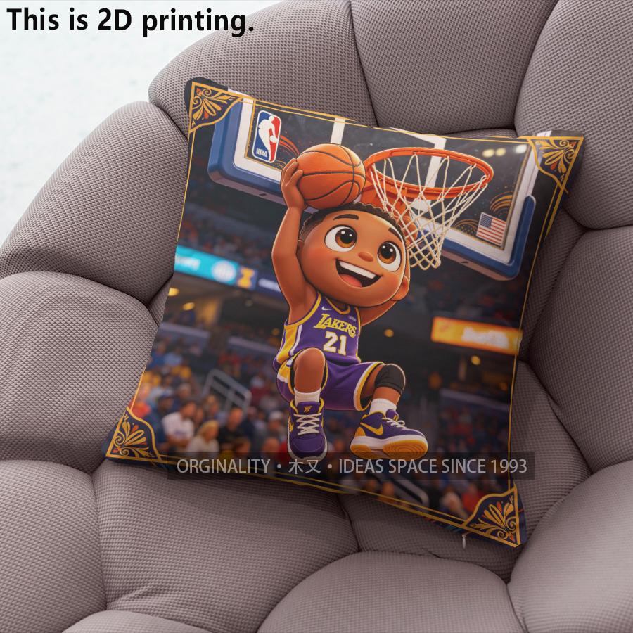 Chibi Basketball Player Decorative Throw Pillow Covers Pattern Cushion Cover Suitable for Sofa Bedroom Car Pillow Cover
