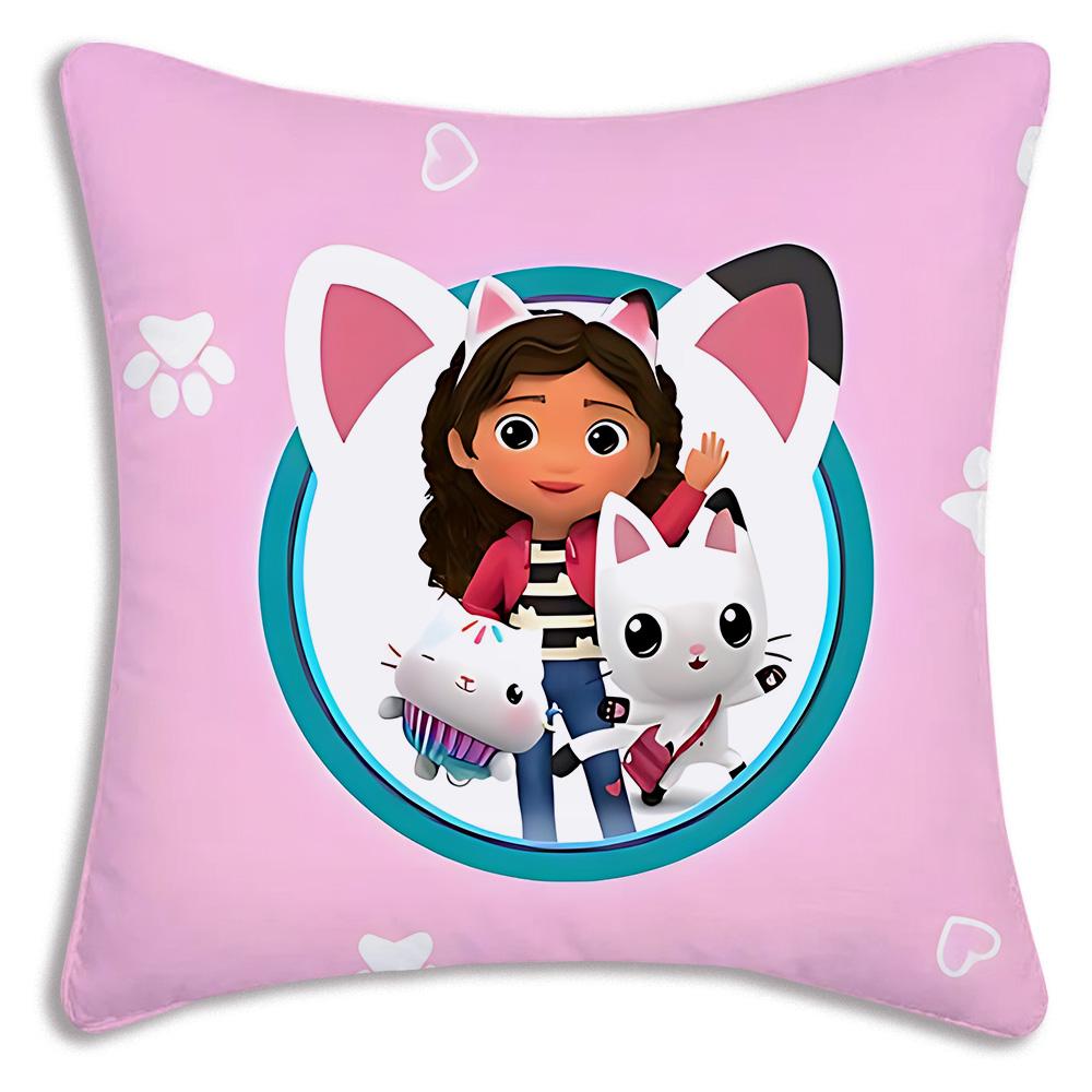 Cartoon Gabbys Kawaii Pillow Covers Cartoon Sofa Decorative Home Doublesided Printing Short Plush Cute Cushion Cover
