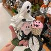 62KD Halloween Themed Ghostly with Pumpkin Riding Bicycles Figurine Decorative Resins Statue Sculpture Party Decors Ornament