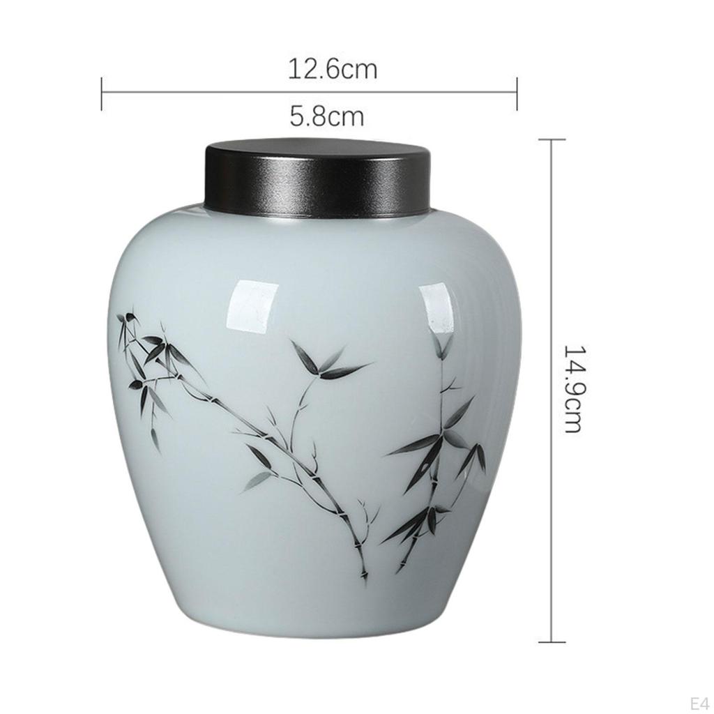Ceramic Ginger Jar Porcelain Tea Canister Decorative Flower Vase for Home