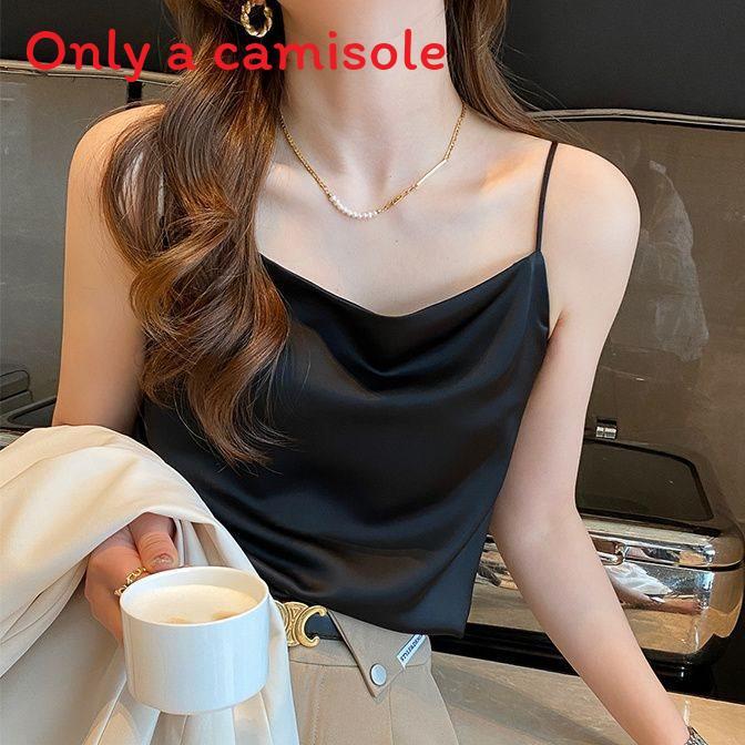 Womens Satin Vneck Tank Top With Solid Color And Soft Ribbed Fabric For Spring Summer Casual Wear