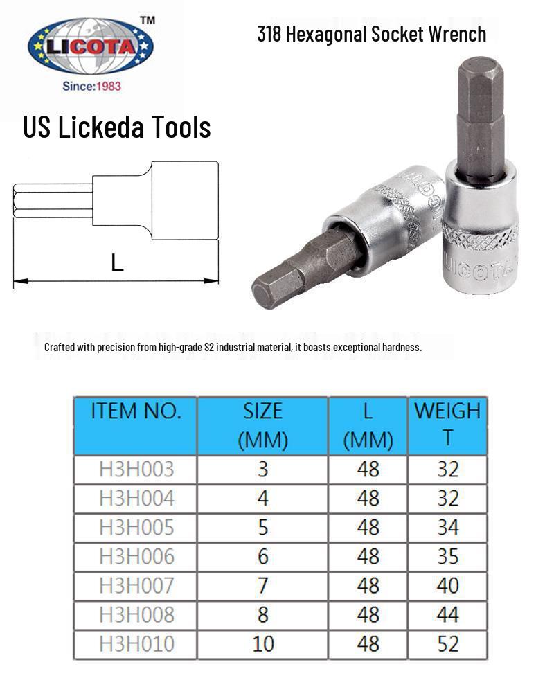 LICOTA 3/8 Hex Socket Set (3-10mm)