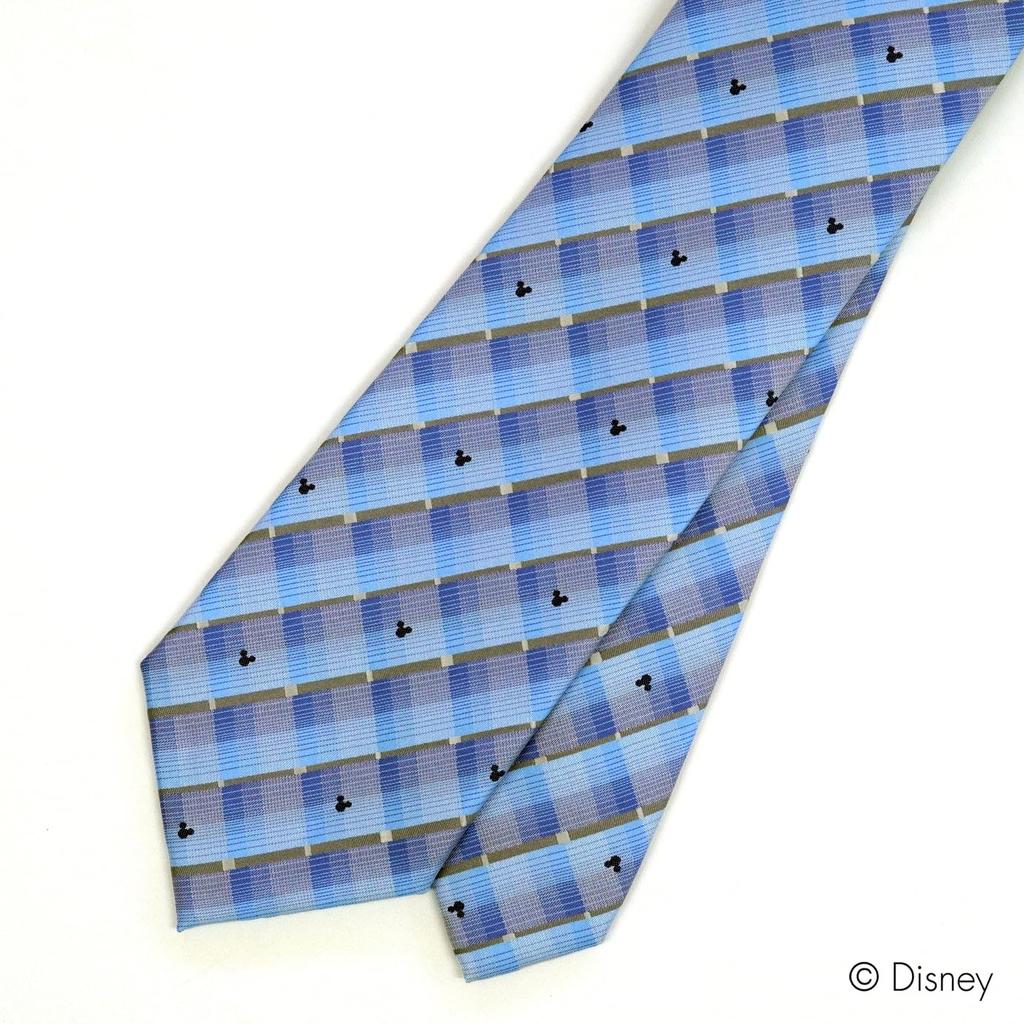 [Disney] Necktie (Three Circle Silhouette Gradient Check Pattern) D50037 Light Blue