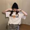2024 Korean Summer Loose Round Neck Letter Print Mid-Length Casual Short Sleeve Women's T-Shirt