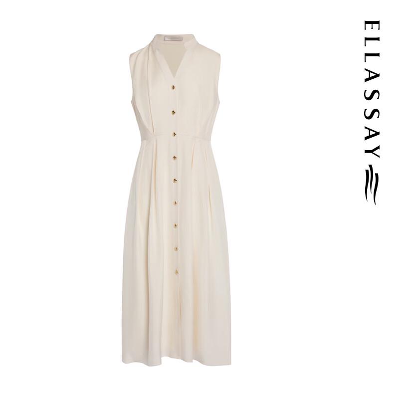 ELLASSAY Women's Summer Acetate Sleeveless V-Neck Midi Dress