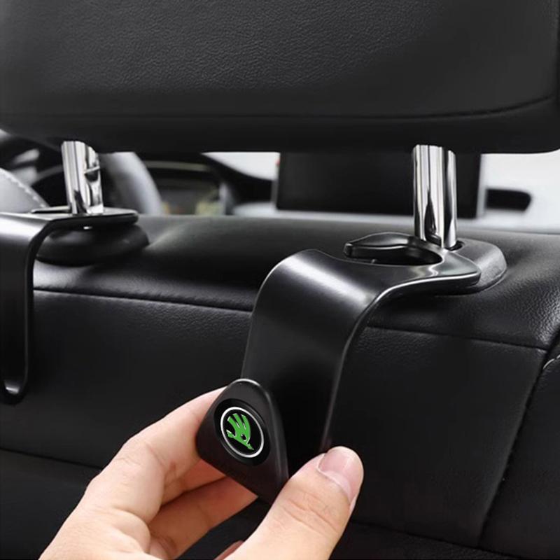 AAFP1 2Pcs Portable Car Seat Back Hooks Storage Holder Interior For Skoda Octavia Superb Rapid Kodiaq Karoq Fabia Vision RS Yeti Scala