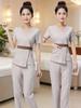 Women's Summer Beauty Salon Uniform: Receptionist, Hairdresser, Nail Technician, Dentist, Massage, and Spa Set
