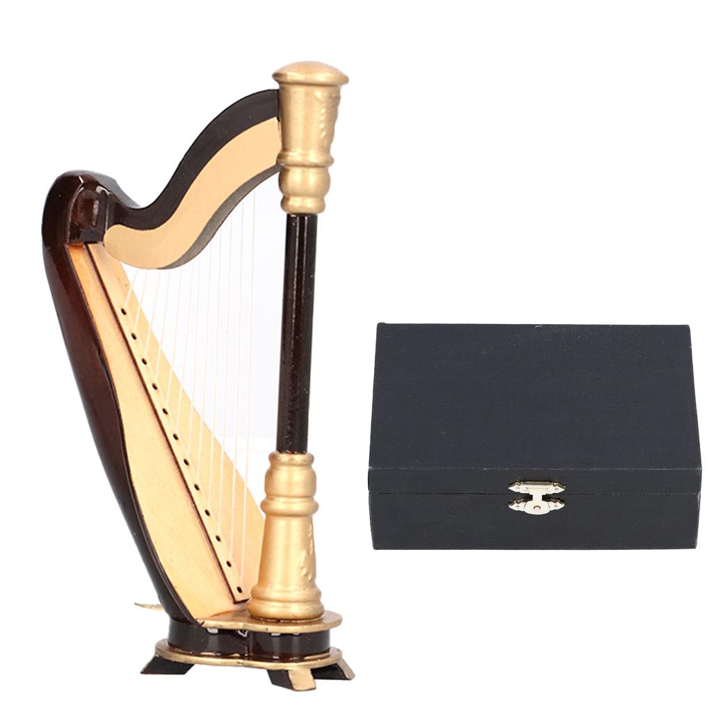 Mini Harp Model Musical Instrument Replica Home Office Table Decoration Ornament MG‑253