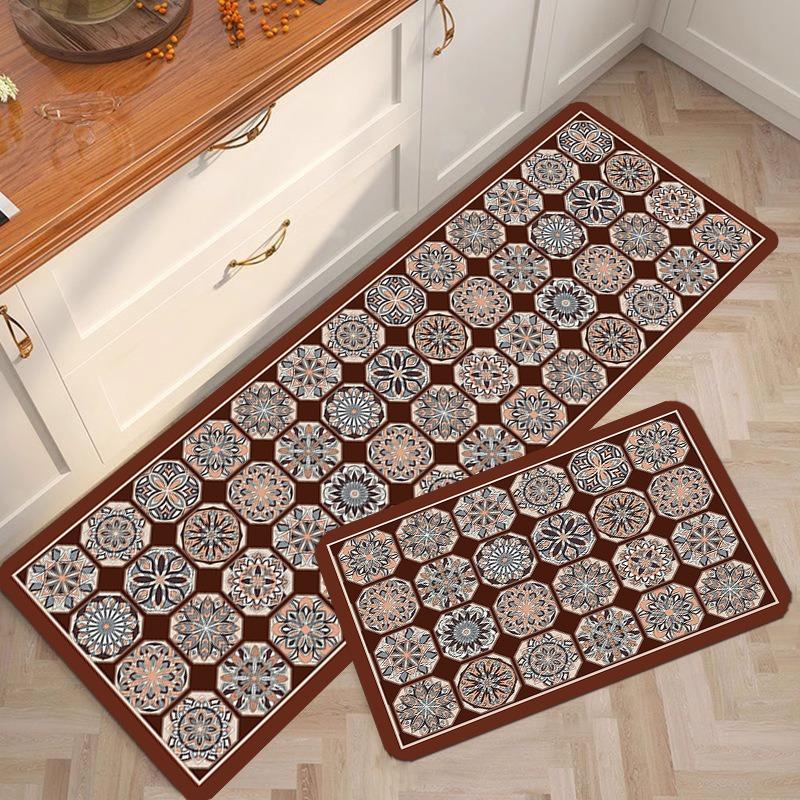 PVC Leather Non-slip Floor Mat, Colorful Carpet, Oil-proof Rug, Long Strip, Home Decoration, American Carpet, Kitchen