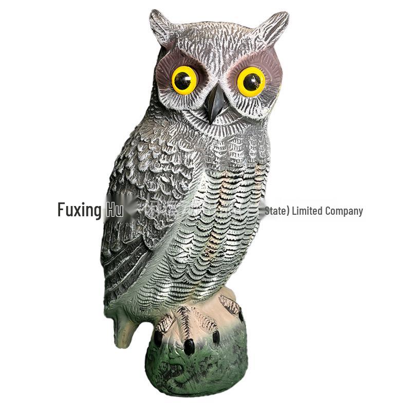 Garden Owl Bird Repellent Ornament - Realistic Head-Turning Design for Outdoor Decoration