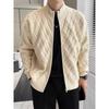 Mens Half Turtleneck Knit Cardigan With Cable Twist Loose Fit Casual Sweater Winter Daily Wear