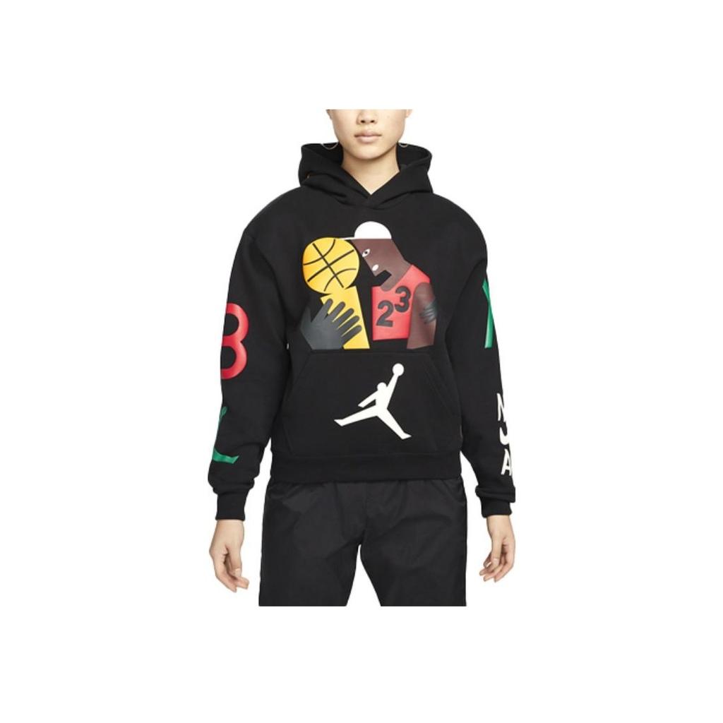 Jordan X Nina Abstract Pattern Print Long Sleeve Hoodie Women Tops Black DO4159-010