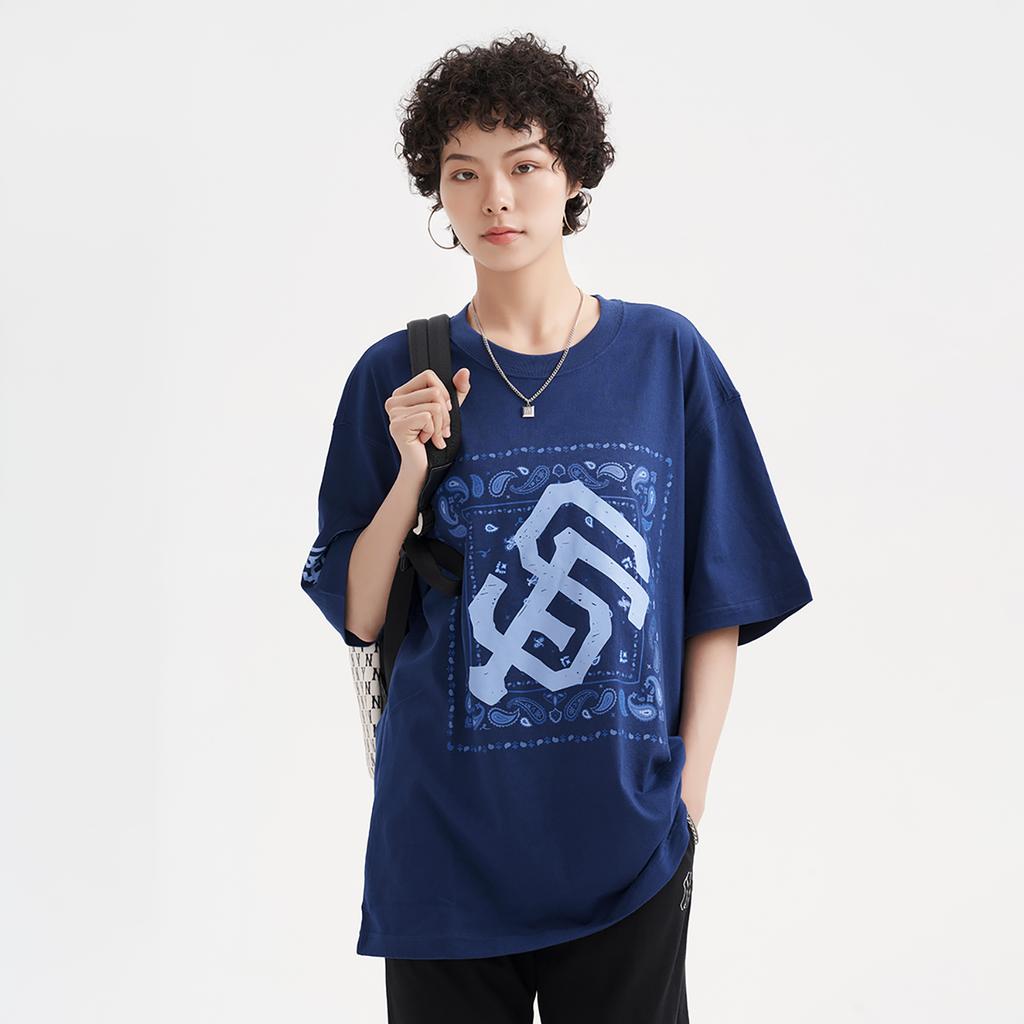 New MLB Set In Sleeve T Shirt Unisex Navy Blue 3ATSI0133-14NYS