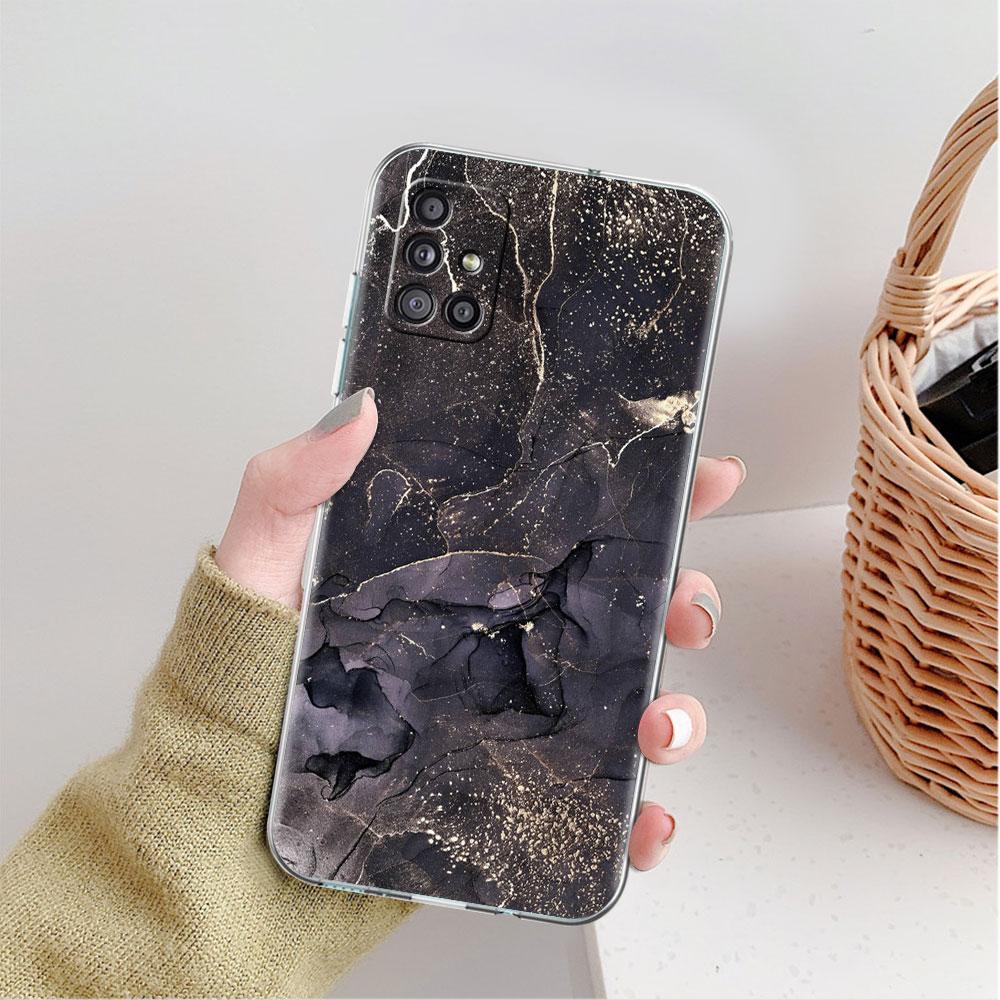 Marble Pattern Clear Case For Samsung Galaxy A52 A12 A51 A32 A21s A71 A32 A22 A50 A70 A31 A72 5G Phone Cover
