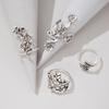 Popular Women's Ring Fashion Personality Ancient Silver Mori Vine Leaf Flower Ring Four-piece Set