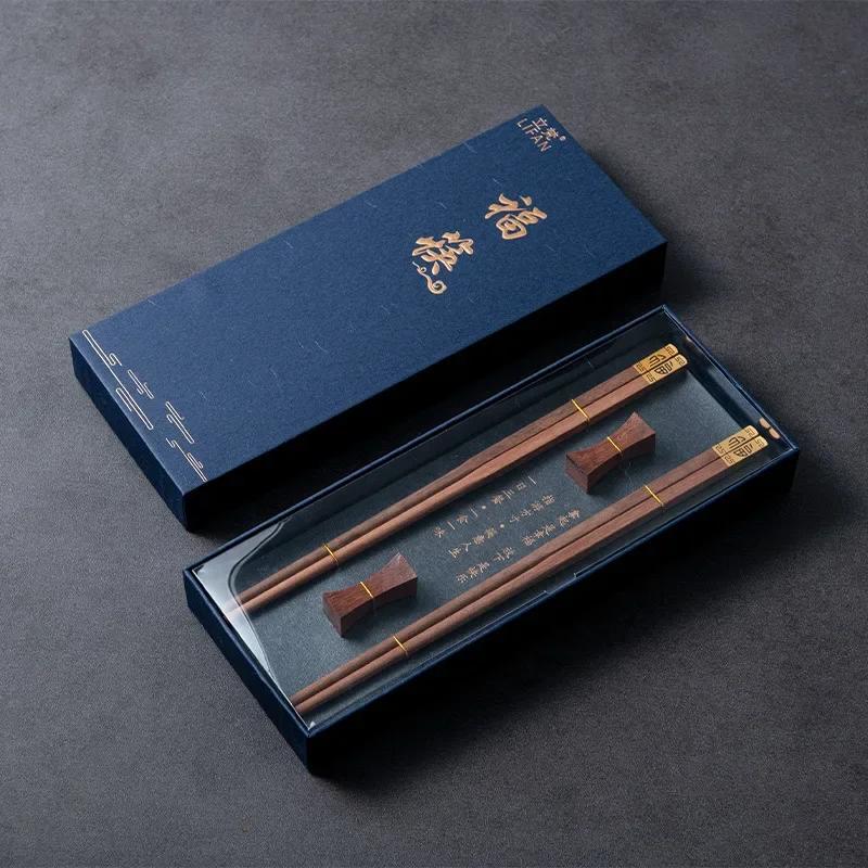 Boîte Cadeau de Baguettes en Bois de Santal Rouge Naturel de Haute Qualité Emballage Vaisselle et Couverts de Maison Ensemble de Baguettes Chinoises