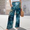 Ladies' Loose And Casual Christmas Printed Wide Leg Pants With Elastic Waistband Drawstring And Pocket Pants