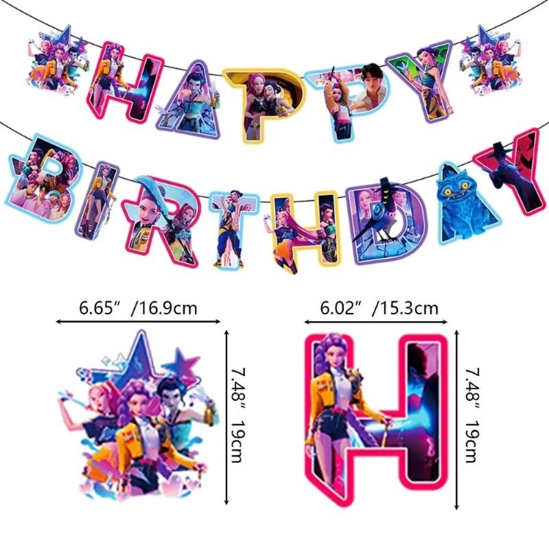 Set Banner Palloncini Tema Cacciatore di Demoni Palloncino Compleanno Carino Rumi Mira Zoey Decorazione Sfondo Torta Giocattolo per Festa