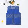 Vest Coat Hollow Out Zipper Placket Double Pockets V-neck Work Volunteer Bright Color Loose Fit Unisex Waistcoat