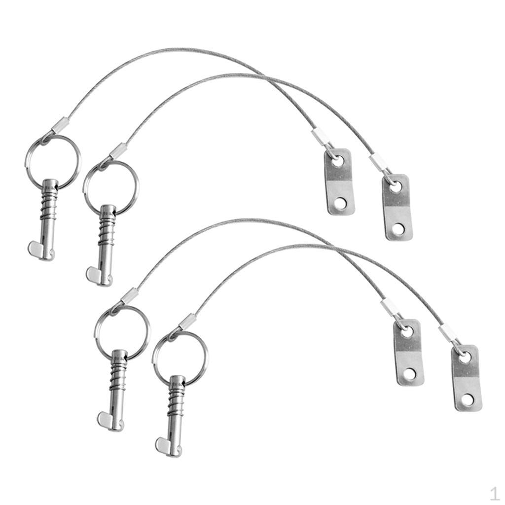 

4 Pieces Marine Grade 316 Stainless Steel Pin Lanyard for Boat Top Deck Hinge Fitting Hardware