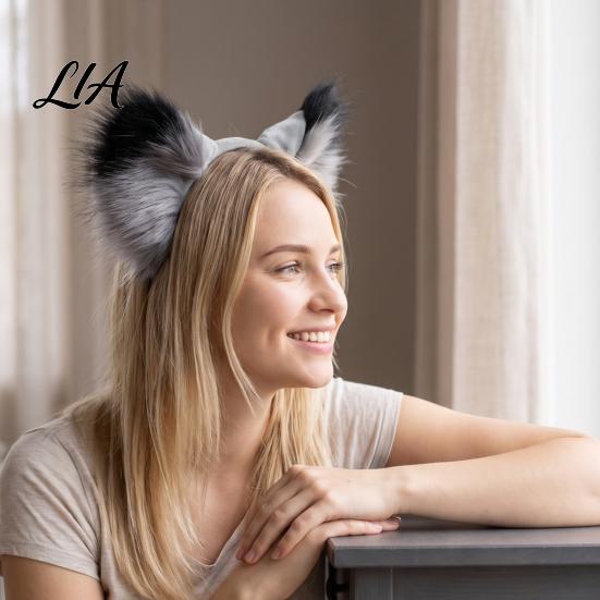Realistic Fox Ears for Women Fluffy Headband Costume Party, 3D Plush Ear Hair Accessories, Decorative Hairband Girls Party Dress Up Accessories
