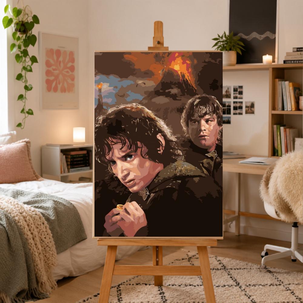 Paint by Numbers Picture with Frame Frodo and Sam Lord of the Rings 50x70cm