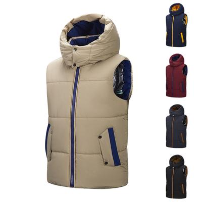 Men's Outdoor Casual Hooded Waterproof Vest, Loose Waistcoat With Cotton And Thick Warm Jacket