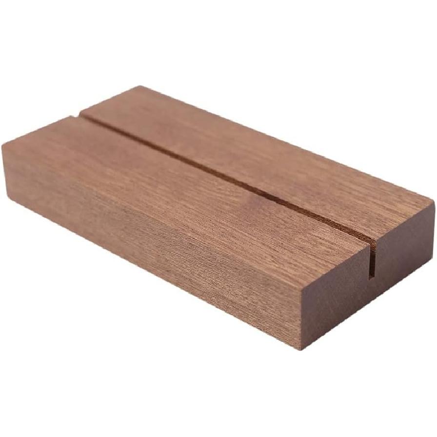 UNIQOOO 5 Pack Wood Table Number Stands | 1/8” Thick Acrylic Sign Holders | Oak Wood Display Stands | Place Card Holder, Perfect for Retail Shop