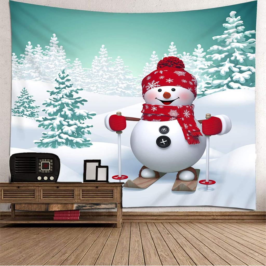 Snowman Snowflake Christmas Tapestry New Year Winter Party Tapestry Bedroom Dormitory Wall Hanging
