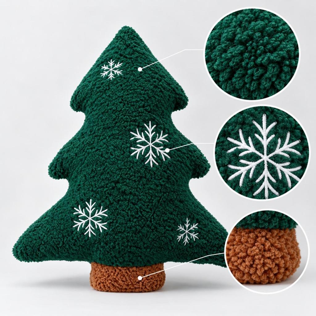 Christmas TreeShaped Soft Throw Tree Shaped Pillow Padded Holiday Cushion for