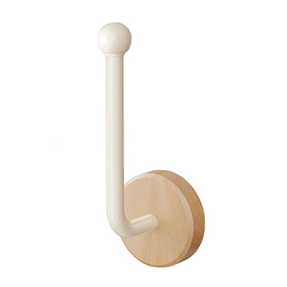 Northern Europe Wood Wall Mount Hook Black White Self-adhesive Wall-mounted Storage Hook No Drill Waterproof Towel Rack Ornament