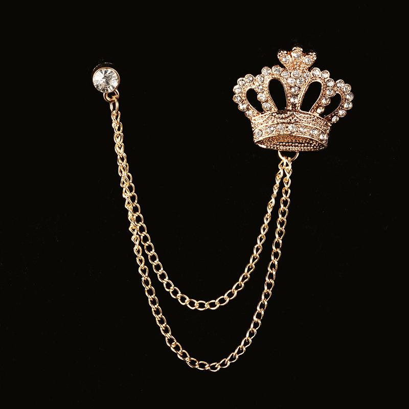 Korean Luxury Rhinestone Crown Brooch Pin Men's Brooches Jewelry Garment Accessories for Men Jewelry Accessories