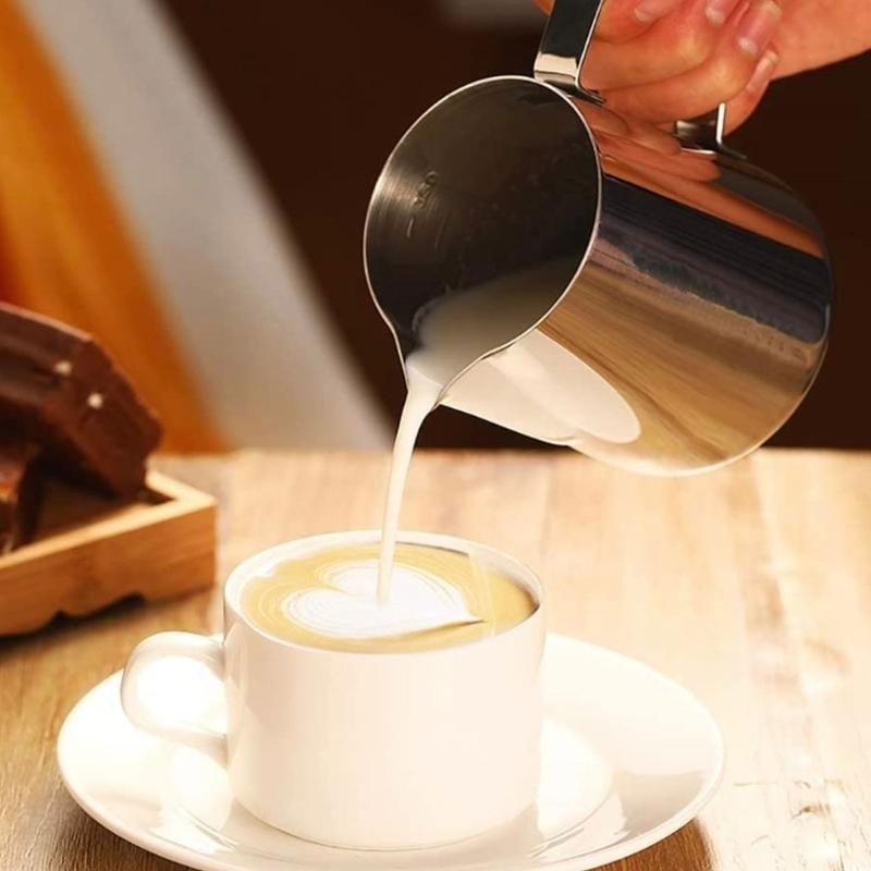Milk Frothing Pitcher with Scale Stainless Steel Coffee Cup Mug Milk Frothing Pitcher Jug for Home Office Coffee Shop