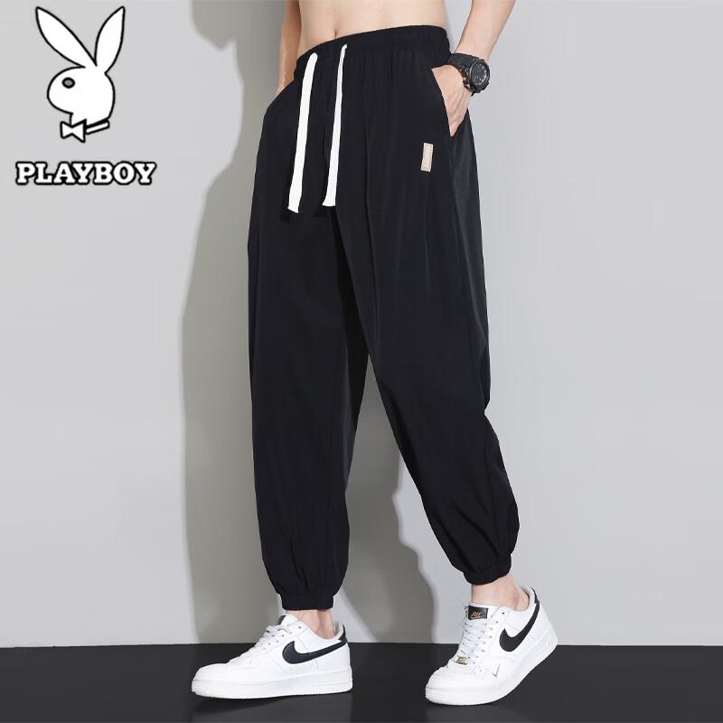 PLAYBOY Men s Summer Ice Silk Quick-Dry Cropped Joggers 3XL