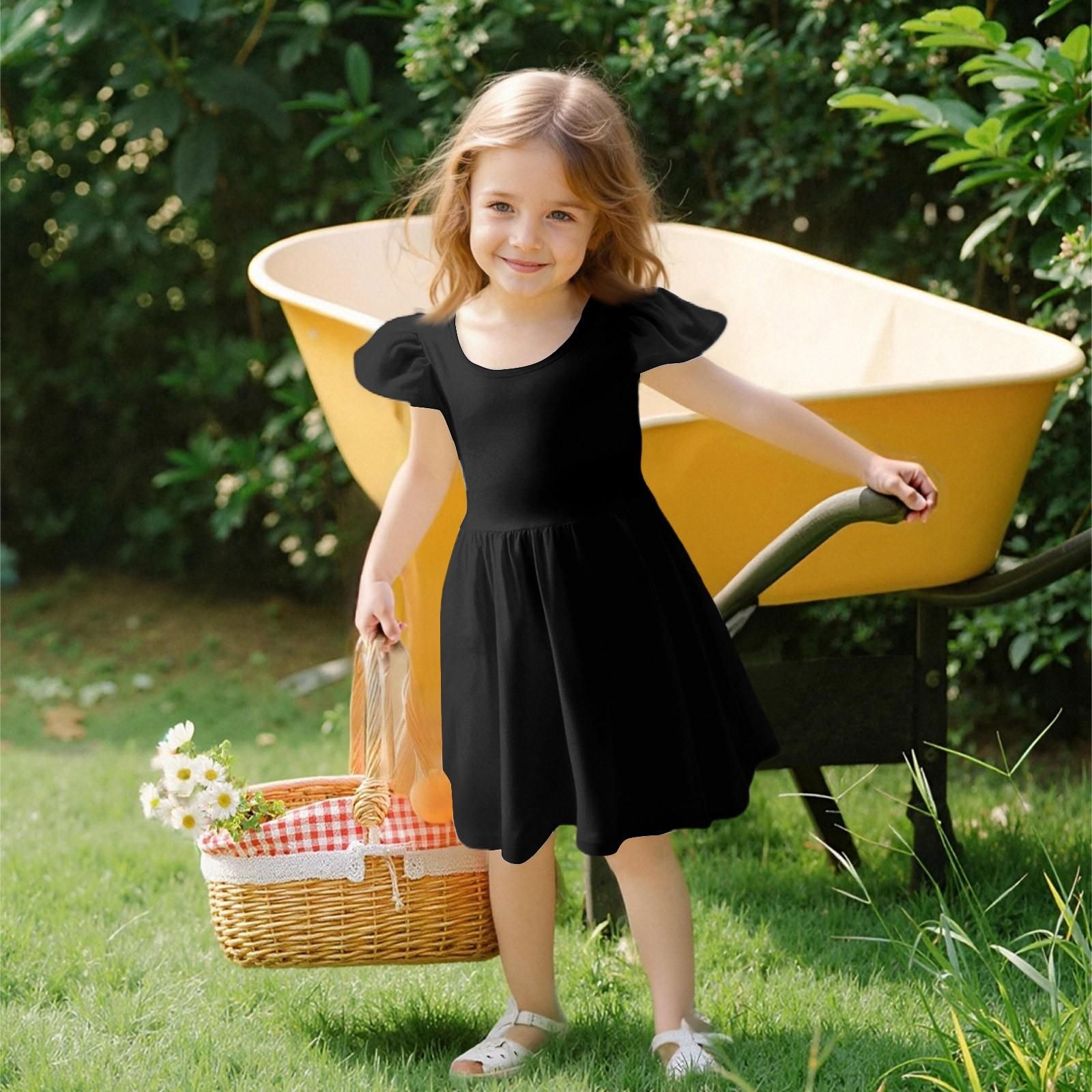 

Девочки Платье с рукавами для малышей Платья Повседневные платья для вечеринок и школ Одежда для девочек 110 чёрный