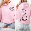 Love Heart Cat Fashion Teen Sweatshirt Fleece Autumn Winter Female Hoodies Hooded Sweatshirts Womens Cat Lover Sporwear  Tops