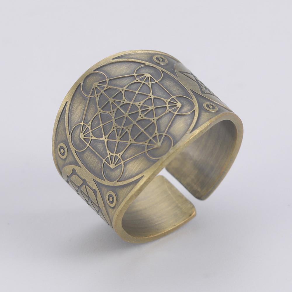 Dawapara Seal of The 7 Archangels Protection Ring Amulet Metatron Cube Lilith Symbol The Secrets of King Solomon Vintage Jewelry