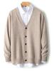 Herren V-Ausschnitt Strickjacke aus 100% Wolle - Warm, Lässig, Lockere Passform für Herbst/Winter