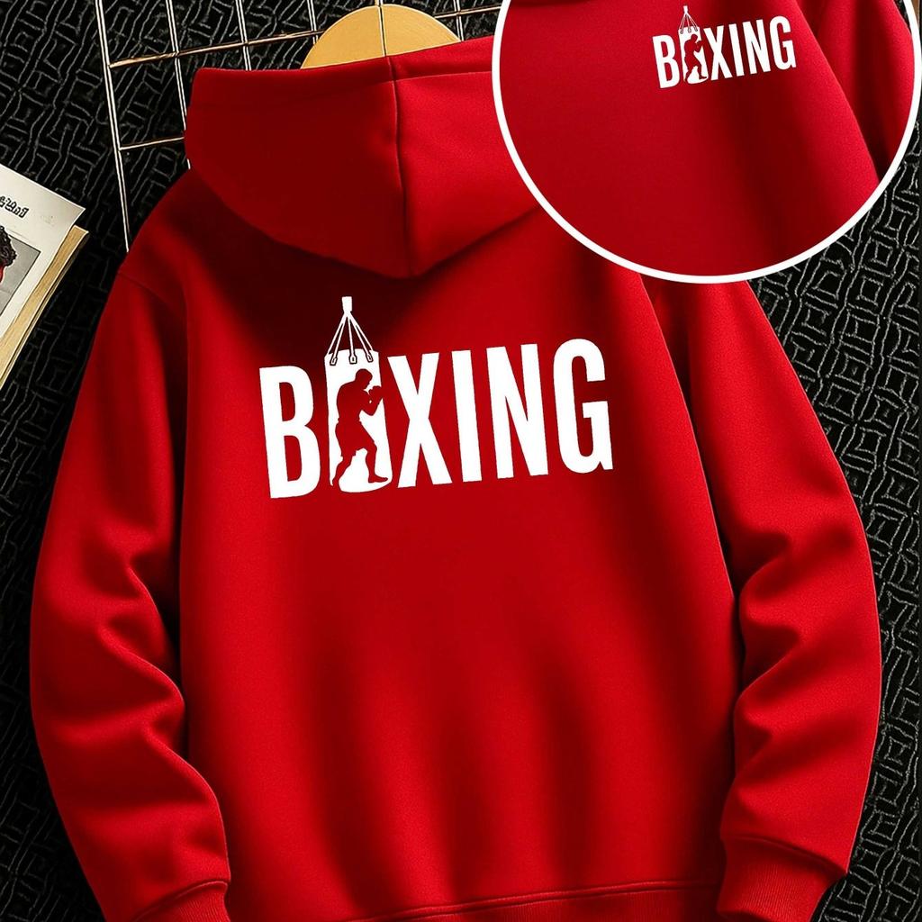 Unisex Kids' Reversible Boxing-Print Hoodie (Fall/Winter) – Casual Trendy Streetwear Sweatshirt