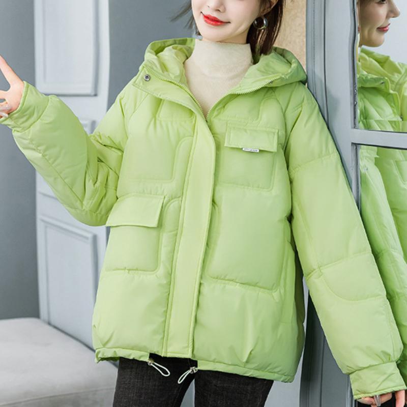 Women Winter Cotton Coat Thickened Padded Stuffed Lady Thick Padded Jacket Long Sleeve Zipper Closure Loose Lady Down Jacket