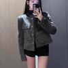Gray Wool Short Jacket - French Style 2025 Autumn/Winter Women's Fashion