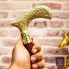 Golden Handle Brass Wooden Victorian Foldable Cane Collectible Men's Gift