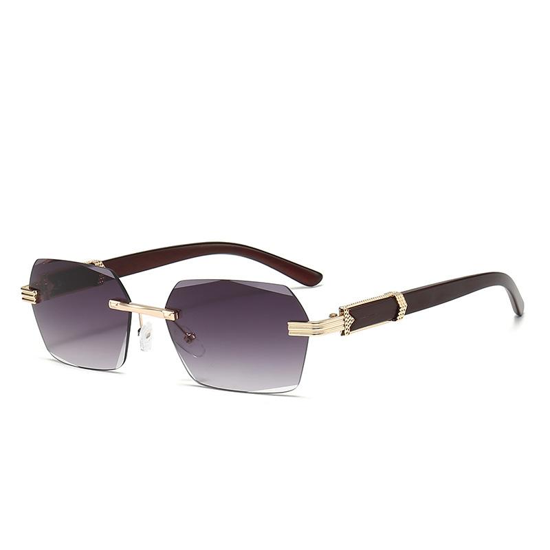 Wooden Frame Sunglasses For Men Women Fashion Rimless Rectangle Eyewear Populor Gradient Lenses Outdoor Driving Sun Glasses