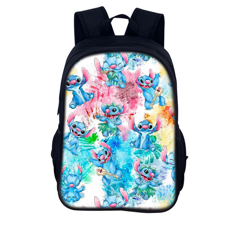 Stitch Rucksack für Kinder 16 Zoll Cartoon Polyester Schultasche für Jungen und Mädchen
