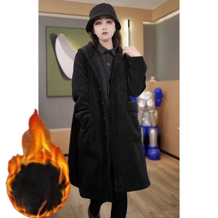 

Осенне-зимняя женская куртка большого размера Plus Thin Corduroy In The Long Loose Warm Buttons Simple Universal Thin Upperwear 6XL